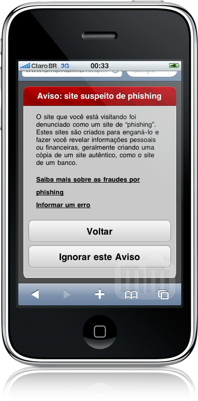 Proteção contra Phishing no Safari do iPhone OS 3.0