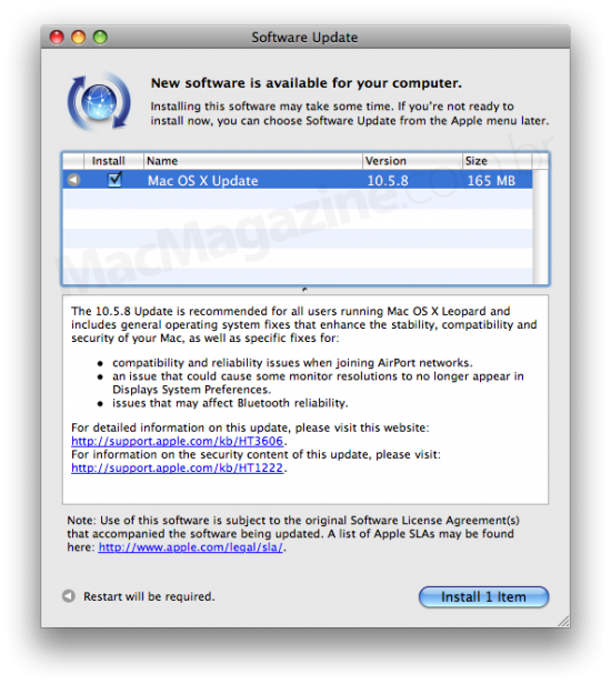 Mac OS X 10.5.8 no SU