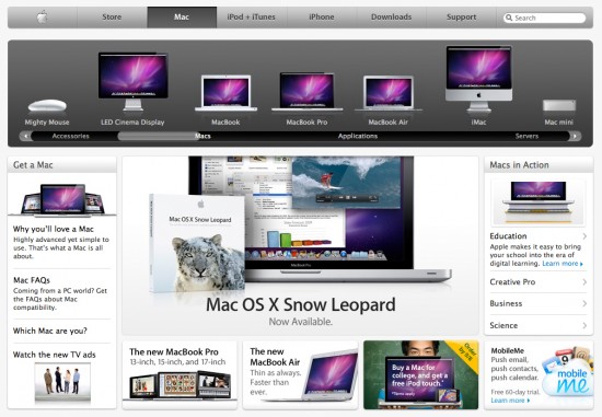 Wallpaper do Snow Leopard no Apple.com