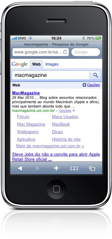 Google Mobile Search em português no iPhone