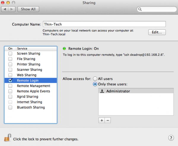 Compartilhamento no Mac OS X
